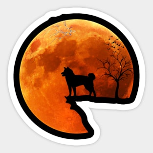 Moon And Akita Silhouette Sticker